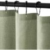 MIULEE Linen Shower Curtain with 12 Metal Hooks Washable Country Boho Farmhouse Heavy Buttonhole Fabric Shower Curtain Set Thick Cloth Neutral Waterproof Curtains for Bathroom W72*L72, Natural(Sage Green)
