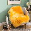 MIULEE Luxury Soft Fluffy Area Rug 3×5 Feet, Faux Fur Sheepskin Rug Decorative Plush Shaggy Carpet for Christmas Decor Bedside Sofa Floor Nursery, White(Orange Yellow)