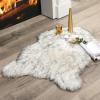 MIULEE Luxury Soft Fluffy Area Rug 3×5 Feet, Faux Fur Sheepskin Rug Decorative Plush Shaggy Carpet for Christmas Decor Bedside Sofa Floor Nursery, White(Gradient Grey)
