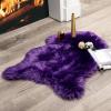 MIULEE Luxury Soft Fluffy Area Rug 3×5 Feet, Faux Fur Sheepskin Rug Decorative Plush Shaggy Carpet for Christmas Decor Bedside Sofa Floor Nursery, White(Purple)