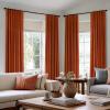 MIULEE Natural Pinch Pleated 100% Blackout Linen Curtains 96 Inch Length 2 Panels Set, Black Out Memory Trained Pleat Curtains Light Blocking Room Darkening Drapes for Bedroom Living Room Window(Burnt Orange)