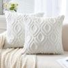 MIULEE Navy Blue Throw Pillow Covers 20×20 Inch, Soft Winter Plush Faux Wool Couch Pillow Covers Set of 2 Decorative Farmhouse Boho Throw Pillows for Sofa Living Room Bed(Ivory)