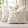 MIULEE Navy Blue Throw Pillow Covers 20×20 Inch, Soft Winter Plush Faux Wool Couch Pillow Covers Set of 2 Decorative Farmhouse Boho Throw Pillows for Sofa Living Room Bed(Beige)