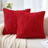 MIULEE Navy Blue Throw Pillow Covers 20×20 Inch, Soft Winter Plush Faux Wool Couch Pillow Covers Set of 2 Decorative Farmhouse Boho Throw Pillows for Sofa Living Room Bed(Red)