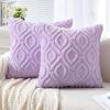 MIULEE Navy Blue Throw Pillow Covers 20×20 Inch, Soft Winter Plush Faux Wool Couch Pillow Covers Set of 2 Decorative Farmhouse Boho Throw Pillows for Sofa Living Room Bed(Light Purple)
