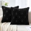 MIULEE Navy Blue Throw Pillow Covers 20×20 Inch, Soft Winter Plush Faux Wool Couch Pillow Covers Set of 2 Decorative Farmhouse Boho Throw Pillows for Sofa Living Room Bed(Black)