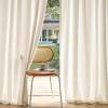MIULEE Non-See-Through Privacy Linen Curtains 2 Panels, Christmas Emerald Green Light Filtering Window Curtains Textured Back Tab Semi Sheer Drapes for Bedroom Living Room, 52 x 90 Inches Long(Ivory)