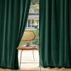 MIULEE Non-See-Through Privacy Linen Curtains 2 Panels, Christmas Emerald Green Light Filtering Window Curtains Textured Back Tab Semi Sheer Drapes for Bedroom Living Room, 52 x 90 Inches Long(Emerald Green)