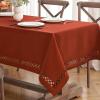 MIULEE Orange Thick Polyester Linen Rectangle Tablecloth with Decorative Cutouts Waterproof Stain Resistant Table Cloth Spring Boho Fall Table Cover for Dining Party Wedding, 70 x 52 inch(Terracotta)