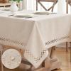 MIULEE Orange Thick Polyester Linen Rectangle Tablecloth with Decorative Cutouts Waterproof Stain Resistant Table Cloth Spring Boho Fall Table Cover for Dining Party Wedding, 70 x 52 inch(Natural)