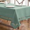MIULEE Orange Thick Polyester Linen Rectangle Tablecloth with Decorative Cutouts Waterproof Stain Resistant Table Cloth Spring Boho Fall Table Cover for Dining Party Wedding, 70 x 52 inch(Mint Green)