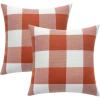 MIULEE Pack of 2 Christmas Classic Farmhouse Buffalo Check Plaids Polyester Linen Soft Soild Decorative Porch Throw Pillow Covers Home Decor Cushion Case for Sofa Bedroom 18×18 Inch, Black and Red(Burnt Orange)