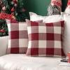 MIULEE Pack of 2 Christmas Classic Farmhouse Buffalo Check Plaids Polyester Linen Soft Soild Decorative Porch Throw Pillow Covers Home Decor Cushion Case for Sofa Bedroom 18×18 Inch, Black and Red(White and Red)
