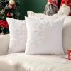 MIULEE Pack of 2 Christmas Decorative Snowflake Throw Pillow Covers Canvas Embroidery Winter Cushion Cases Holiday Decor Soft Pillowcases for Winter Couch Sofa Bedroom Car（Red, 18x18in）(White)