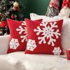 MIULEE Pack of 2 Christmas Decorative Snowflake Throw Pillow Covers Canvas Embroidery Winter Cushion Cases Holiday Decor Soft Pillowcases for Winter Couch Sofa Bedroom Car（Red, 18x18in）(Red)