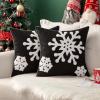 MIULEE Pack of 2 Christmas Decorative Snowflake Throw Pillow Covers Canvas Embroidery Winter Cushion Cases Holiday Decor Soft Pillowcases for Winter Couch Sofa Bedroom Car（Red, 18x18in）(Black)