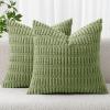 MIULEE Pack of 2 Christmas Red Corduroy Decorative Pillow Covers 18×18 Inch Soft Boho Striped Throw Pillow Covers Modern Farmhouse Home Decor for Sofa Living Room Couch Bed(Sage Green)