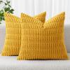 MIULEE Pack of 2 Christmas Red Corduroy Decorative Pillow Covers 18×18 Inch Soft Boho Striped Throw Pillow Covers Modern Farmhouse Home Decor for Sofa Living Room Couch Bed(Mustard Yellow)