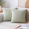 MIULEE Pack of 2 Christmas Red Corduroy Decorative Pillow Covers 18×18 Inch Soft Boho Striped Throw Pillow Covers Modern Farmhouse Home Decor for Sofa Living Room Couch Bed(Light Green)