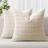 MIULEE Pack of 2 Christmas Red Corduroy Decorative Pillow Covers 18×18 Inch Soft Boho Striped Throw Pillow Covers Modern Farmhouse Home Decor for Sofa Living Room Couch Bed(Cream White)
