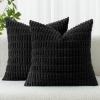 MIULEE Pack of 2 Christmas Red Corduroy Decorative Pillow Covers 18×18 Inch Soft Boho Striped Throw Pillow Covers Modern Farmhouse Home Decor for Sofa Living Room Couch Bed(Black)