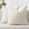 MIULEE Pack of 2 Christmas Red Corduroy Decorative Pillow Covers 18×18 Inch Soft Boho Striped Throw Pillow Covers Modern Farmhouse Home Decor for Sofa Living Room Couch Bed(Pure White)