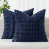 MIULEE Pack of 2 Christmas Red Corduroy Decorative Pillow Covers 18×18 Inch Soft Boho Striped Throw Pillow Covers Modern Farmhouse Home Decor for Sofa Living Room Couch Bed(Dark Blue)