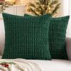 MIULEE Pack of 2 Christmas Red Corduroy Decorative Pillow Covers 18×18 Inch Soft Boho Striped Throw Pillow Covers Modern Farmhouse Home Decor for Sofa Living Room Couch Bed(Dark Green)
