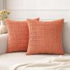 MIULEE Pack of 2 Christmas Red Corduroy Decorative Pillow Covers 18×18 Inch Soft Boho Striped Throw Pillow Covers Modern Farmhouse Home Decor for Sofa Living Room Couch Bed(Coral)