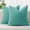 MIULEE Pack of 2 Christmas Red Corduroy Decorative Pillow Covers 18×18 Inch Soft Boho Striped Throw Pillow Covers Modern Farmhouse Home Decor for Sofa Living Room Couch Bed(Aqua Green)