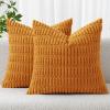 MIULEE Pack of 2 Christmas Red Corduroy Decorative Pillow Covers 18×18 Inch Soft Boho Striped Throw Pillow Covers Modern Farmhouse Home Decor for Sofa Living Room Couch Bed(Burnt Orange)