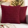 MIULEE Pack of 2 Christmas Red Corduroy Decorative Pillow Covers 18×18 Inch Soft Boho Striped Throw Pillow Covers Modern Farmhouse Home Decor for Sofa Living Room Couch Bed(Burgundy)