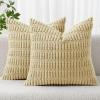 MIULEE Pack of 2 Christmas Red Corduroy Decorative Pillow Covers 18×18 Inch Soft Boho Striped Throw Pillow Covers Modern Farmhouse Home Decor for Sofa Living Room Couch Bed(Beige)