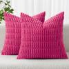 MIULEE Pack of 2 Christmas Red Corduroy Decorative Pillow Covers 18×18 Inch Soft Boho Striped Throw Pillow Covers Modern Farmhouse Home Decor for Sofa Living Room Couch Bed(Hot Pink)