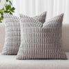 MIULEE Pack of 2 Christmas Red Corduroy Decorative Pillow Covers 18×18 Inch Soft Boho Striped Throw Pillow Covers Modern Farmhouse Home Decor for Sofa Living Room Couch Bed(Light Grey)