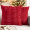 MIULEE Pack of 2 Christmas Red Corduroy Decorative Pillow Covers 18×18 Inch Soft Boho Striped Throw Pillow Covers Modern Farmhouse Home Decor for Sofa Living Room Couch Bed(Red)