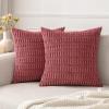 MIULEE Pack of 2 Christmas Red Corduroy Decorative Pillow Covers 18×18 Inch Soft Boho Striped Throw Pillow Covers Modern Farmhouse Home Decor for Sofa Living Room Couch Bed(Cranberry Red)