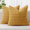 MIULEE Pack of 2 Christmas Red Corduroy Decorative Pillow Covers 18×18 Inch Soft Boho Striped Throw Pillow Covers Modern Farmhouse Home Decor for Sofa Living Room Couch Bed(Yellow)