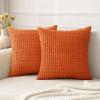 MIULEE Pack of 2 Christmas Red Corduroy Decorative Pillow Covers 18×18 Inch Soft Boho Striped Throw Pillow Covers Modern Farmhouse Home Decor for Sofa Living Room Couch Bed(Orange)