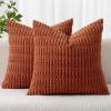 MIULEE Pack of 2 Christmas Red Corduroy Decorative Pillow Covers 18×18 Inch Soft Boho Striped Throw Pillow Covers Modern Farmhouse Home Decor for Sofa Living Room Couch Bed(Rust)