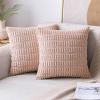 MIULEE Pack of 2 Christmas Red Corduroy Decorative Pillow Covers 18×18 Inch Soft Boho Striped Throw Pillow Covers Modern Farmhouse Home Decor for Sofa Living Room Couch Bed(Pink)