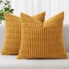 MIULEE Pack of 2 Christmas Red Corduroy Decorative Pillow Covers 18×18 Inch Soft Boho Striped Throw Pillow Covers Modern Farmhouse Home Decor for Sofa Living Room Couch Bed(Gold Yellow)