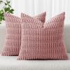 MIULEE Pack of 2 Christmas Red Corduroy Decorative Pillow Covers 18×18 Inch Soft Boho Striped Throw Pillow Covers Modern Farmhouse Home Decor for Sofa Living Room Couch Bed(Blush Pink)