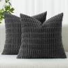 MIULEE Pack of 2 Christmas Red Corduroy Decorative Pillow Covers 18×18 Inch Soft Boho Striped Throw Pillow Covers Modern Farmhouse Home Decor for Sofa Living Room Couch Bed(Dark Grey)