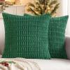 MIULEE Pack of 2 Christmas Red Corduroy Decorative Pillow Covers 18×18 Inch Soft Boho Striped Throw Pillow Covers Modern Farmhouse Home Decor for Sofa Living Room Couch Bed(Green)