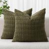 MIULEE Pack of 2 Christmas Red Corduroy Decorative Pillow Covers 18×18 Inch Soft Boho Striped Throw Pillow Covers Modern Farmhouse Home Decor for Sofa Living Room Couch Bed(Olive Green)