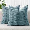 MIULEE Pack of 2 Christmas Red Corduroy Decorative Pillow Covers 18×18 Inch Soft Boho Striped Throw Pillow Covers Modern Farmhouse Home Decor for Sofa Living Room Couch Bed(Coastal Blue)