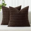 MIULEE Pack of 2 Christmas Red Corduroy Decorative Pillow Covers 18×18 Inch Soft Boho Striped Throw Pillow Covers Modern Farmhouse Home Decor for Sofa Living Room Couch Bed(Dark Brown)