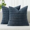 MIULEE Pack of 2 Christmas Red Corduroy Decorative Pillow Covers 18×18 Inch Soft Boho Striped Throw Pillow Covers Modern Farmhouse Home Decor for Sofa Living Room Couch Bed(Blue)
