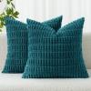 MIULEE Pack of 2 Christmas Red Corduroy Decorative Pillow Covers 18×18 Inch Soft Boho Striped Throw Pillow Covers Modern Farmhouse Home Decor for Sofa Living Room Couch Bed(Teal)
